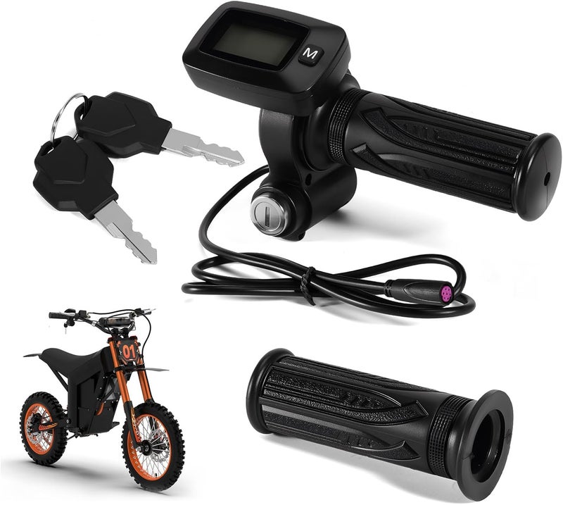Dilomber Upgrade 48V Bike Throttle Left Side Grips Fits for Tuttio Soleil 01 Electric Dirt Bike w/LCD Display M Button Only (New Version, Cannot Be Used Interchangeably with The Old Throttle) - Image 1